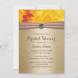 Maple Leaves Elegant Gold Autumn Bridal Shower Invitation