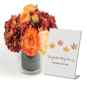 Maple Leaves Fall Baby Shower Pedestal Sign