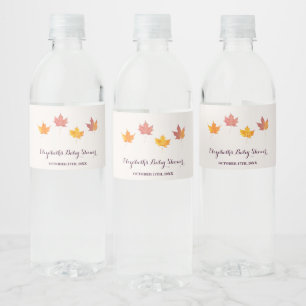 Maple Leaves Fall Baby Shower Water Bottle Label