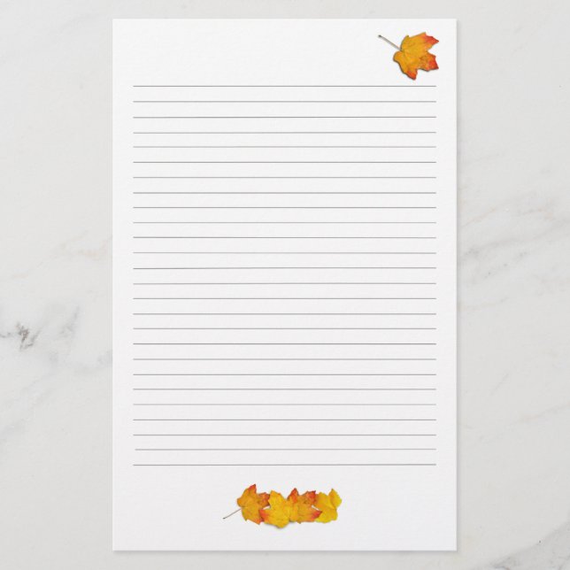 Maple Leaves Fall Theme, Lined Writing Paper (Front)