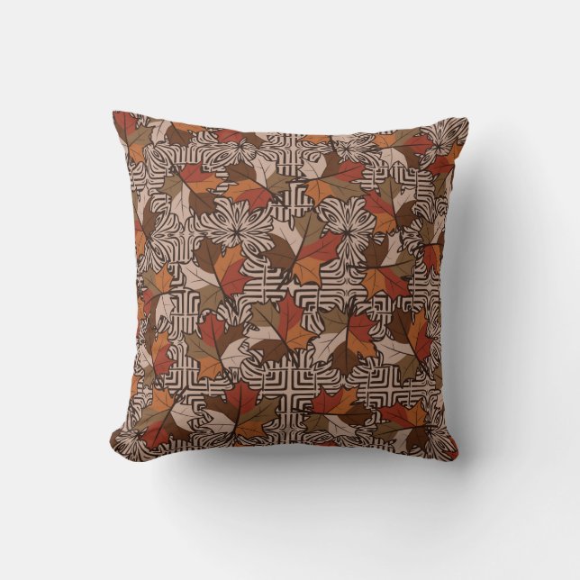 Maple Leaves Four-Finger Flower Pattern Cushion (Front)