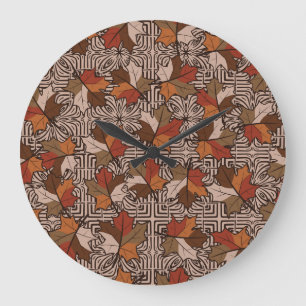 Maple Leaves Four-Finger Flower Pattern Large Clock