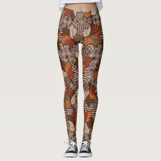 Maple Leaves Four-Finger Flower Pattern Leggings