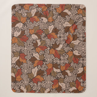 Maple Leaves Four-Finger Flower Pattern Sherpa Blanket
