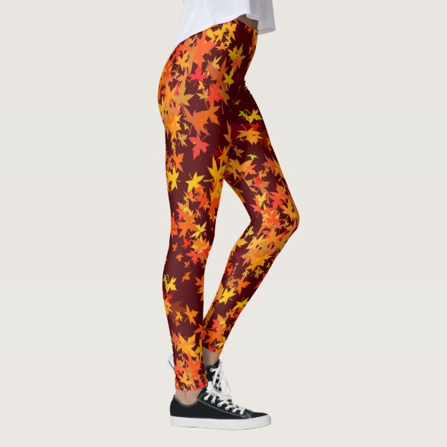 Maple Leaves in Bright Fall Colours Leggings (Right)