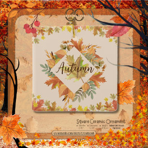 Maple Leaves Monogram & Date Keepsake Ornament
