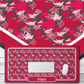 Maple Leaves on a Charcoal Background Desk Mat