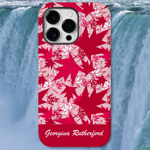 Maple Leaves on a Pink Background Phone Case