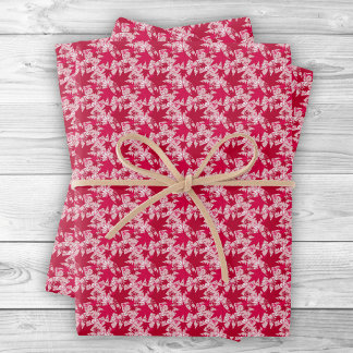 Maple Leaves on a Pink Background Wrapping Paper Sheet
