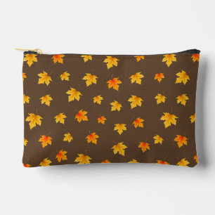 Maple leaves on Brown Background Accessory Pouch