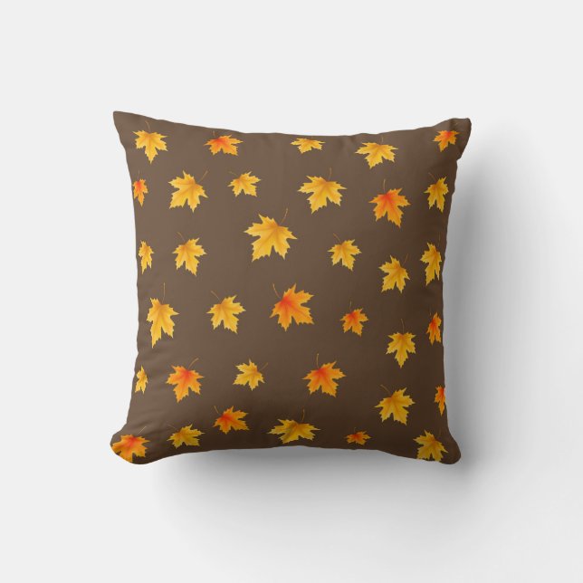 Maple leaves on Brown Background Cushion (Front)