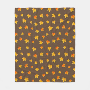 Maple leaves on Brown Background Fleece Blanket
