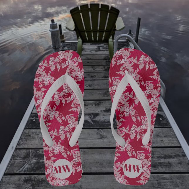 Maple Leaves on Pink Background  Jandals (Creator Uploaded)