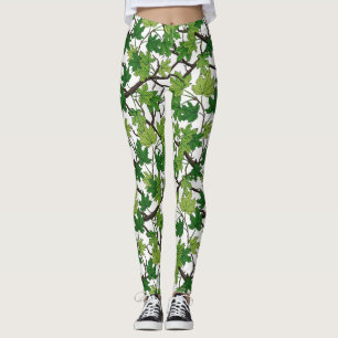 Maple leaves on white leggings