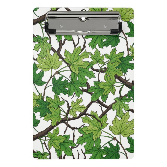 Maple leaves on white mini clipboard (Front)