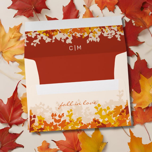 Maple Leaves Orange & Terracotta Autumn Wedding Envelope (Creator Uploaded)