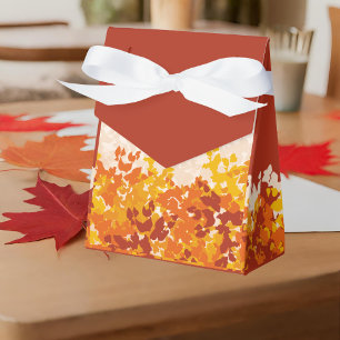 Maple Leaves Orange & Terracotta Autumn Wedding Favour Box
