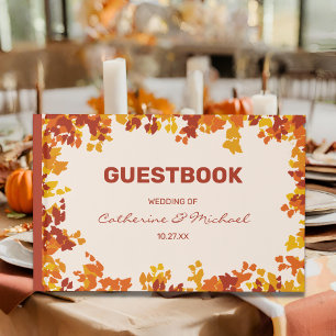 Maple Leaves Orange & Terracotta Autumn Wedding Guest Book
