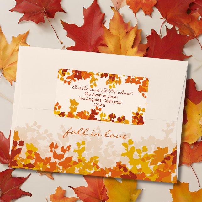 Maple Leaves Orange & Terracotta Autumn Wedding Label (Creator Uploaded)