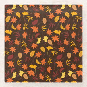 Maple Leaves Pattern-45947 Glass Coaster