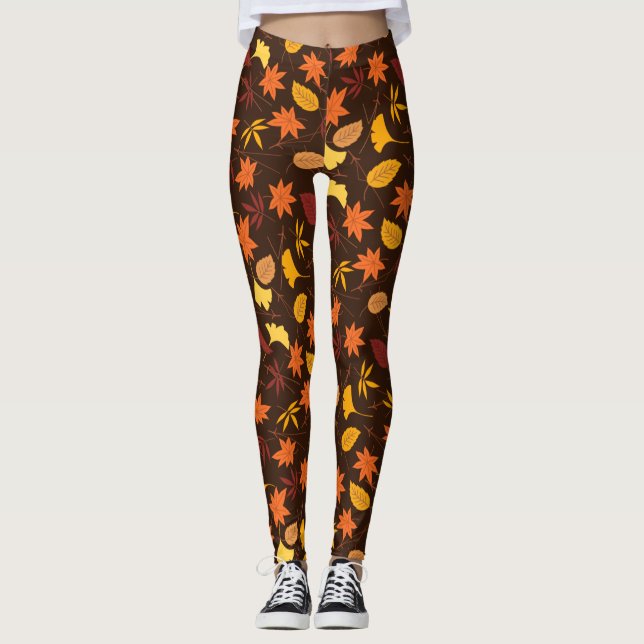 Maple Leaves Pattern-45947 Leggings (Front)