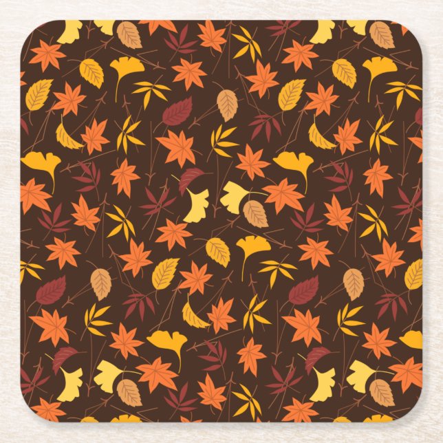 Maple Leaves Pattern-45947 Square Paper Coaster (Front)
