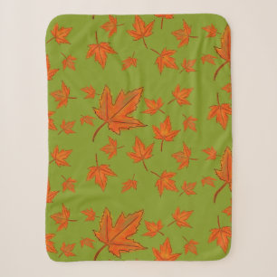 Maple Leaves Pattern Sherpa Blanket