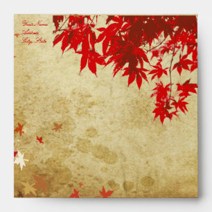 Maple Leaves, Red, Faux Parchment Envelopes