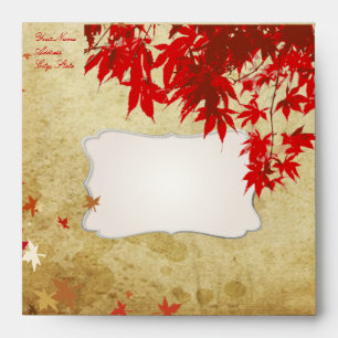 Maple Leaves, Red, Faux Parchment Envelopes