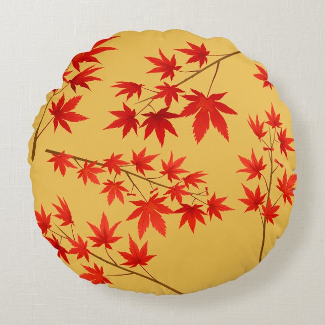 Maple Leaves Round Cushion (Front)