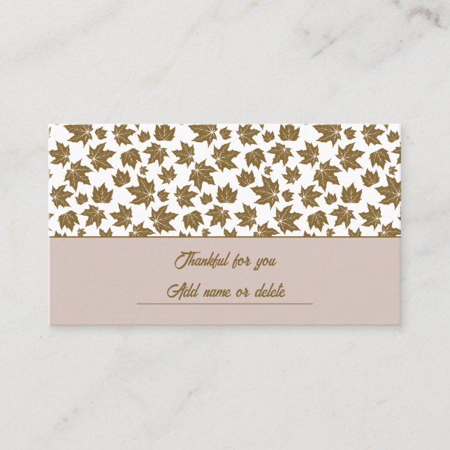 Maple Leaves Thankful Thanksgiving Brunch Dinner Place Card (Front)