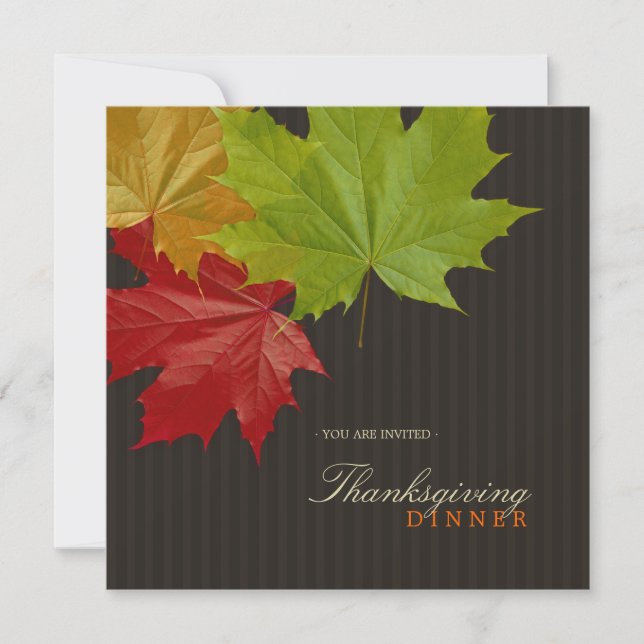 Maple Leaves Thanksgiving Dinner invitation (Front)