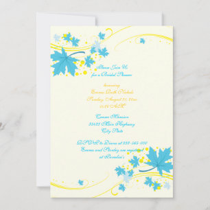 Maple leaves turquoise yellow bridal shower invitation