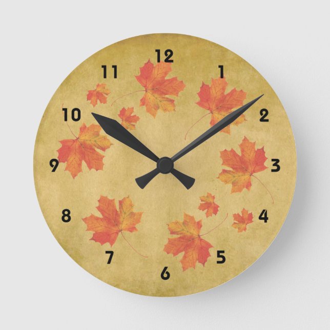 Maple Leaves Wall Clock (Front)