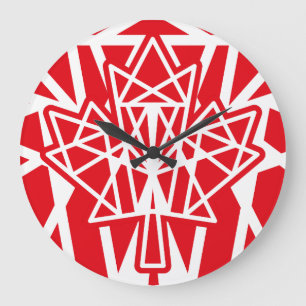 MAPLE MADE WITH TRIANGLES CANADA FLAG BY MASANSER LARGE CLOCK