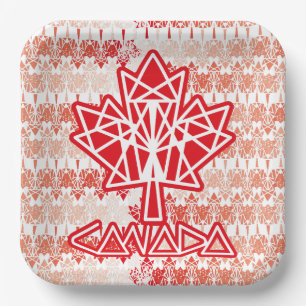 MAPLE MADE WITH TRIANGLES CANADA FLAG BY MASANSER PAPER PLATE