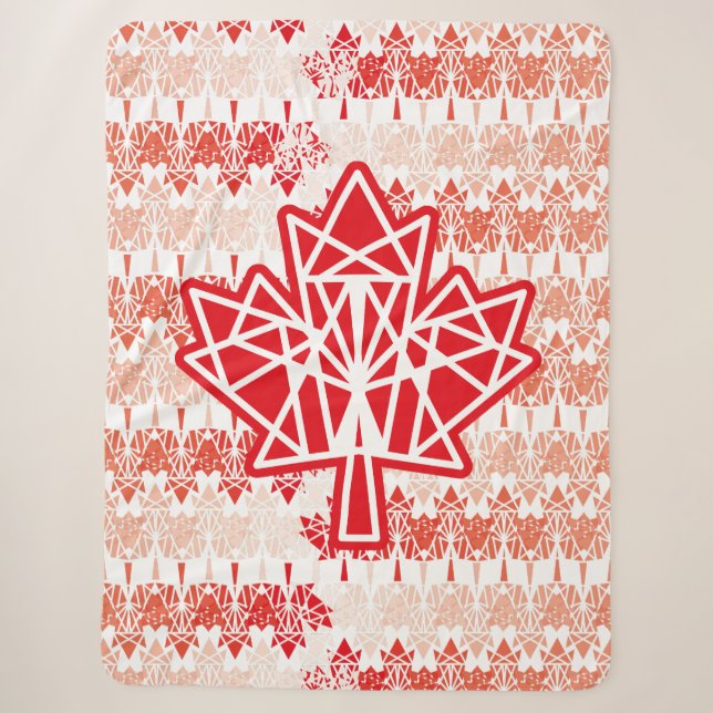 MAPLE MADE WITH TRIANGLES CANADA FLAG BY MASANSER SHERPA BLANKET (Front)