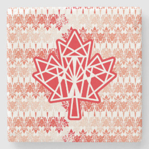 MAPLE MADE WITH TRIANGLES CANADA FLAG BY MASANSER STONE COASTER