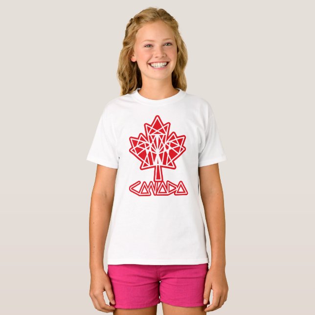MAPLE MADE WITH TRIANGLES CANADA FLAG BY MASANSER T-Shirt (Front Full)