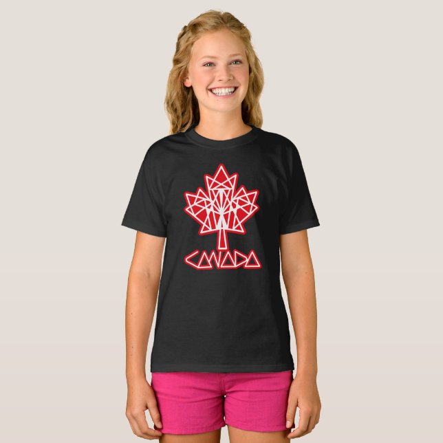 MAPLE MADE WITH TRIANGLES CANADA FLAG BY MASANSER T-Shirt (Front Full)