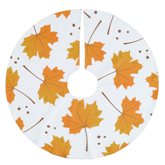 Maple Mirth: Cartoon Autumn Leaves Brushed Polyester Tree Skirt (Front)