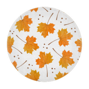 Maple Mirth: Cartoon Autumn Leaves Cutting Board