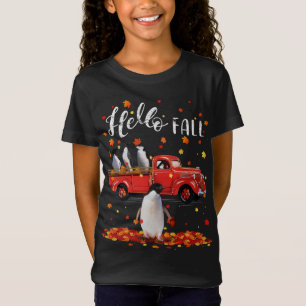 Maple Penguins Leaf Fall Autumn Red Truck T-Shirt