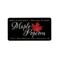 Maple Popcorn Black Product Label Ingredients Leaf