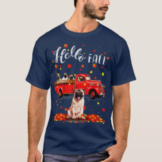 Maple Pug Dog Lover Leaf Fall Autumn Red Truck Gif T-Shirt