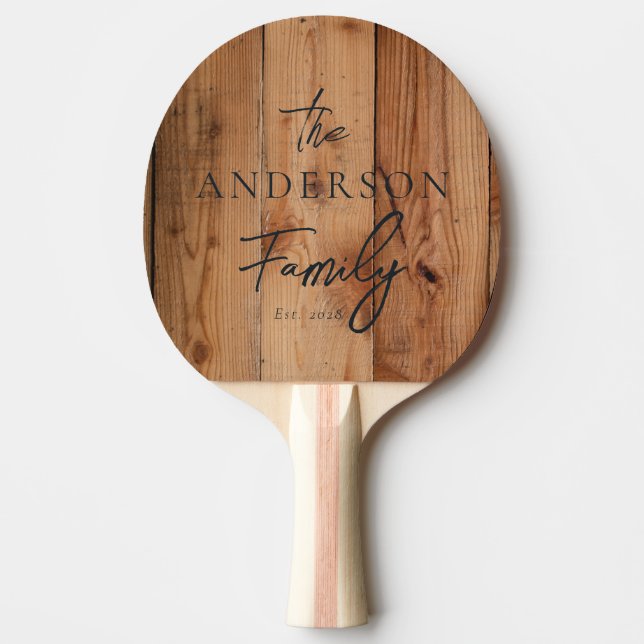 Maple Rough Cut Hand Written Family Name Ping Pong Paddle (Front)