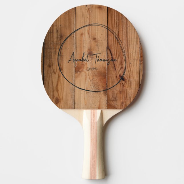 Maple Rough Cut Name in Drawn Circle  Ping Pong Paddle (Front)