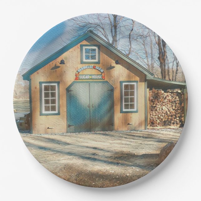Maple Sugar House Paper Plate (Front)