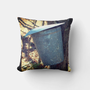 Maple Sugar Sap Bucket On Tree   Cushion