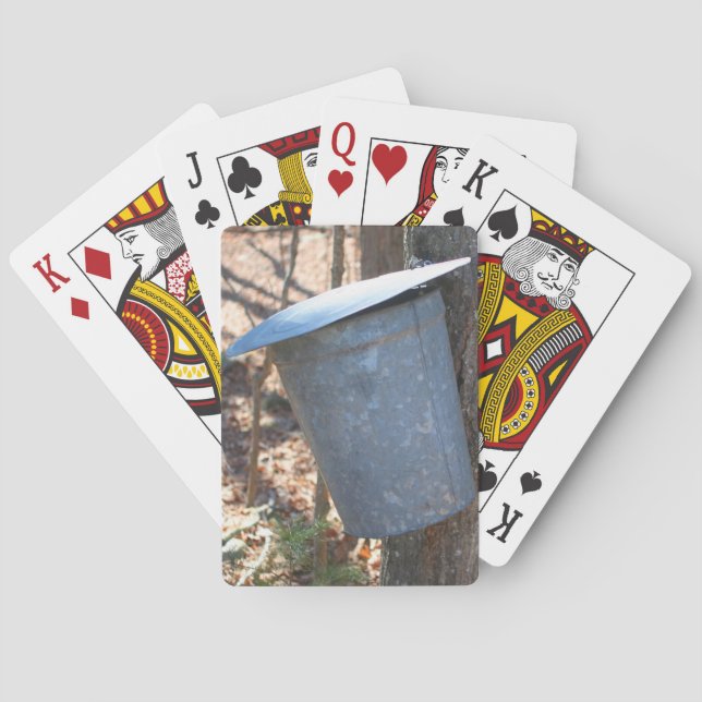 Maple Sugar Sap Bucket On Tree Nature  Playing Cards (Back)